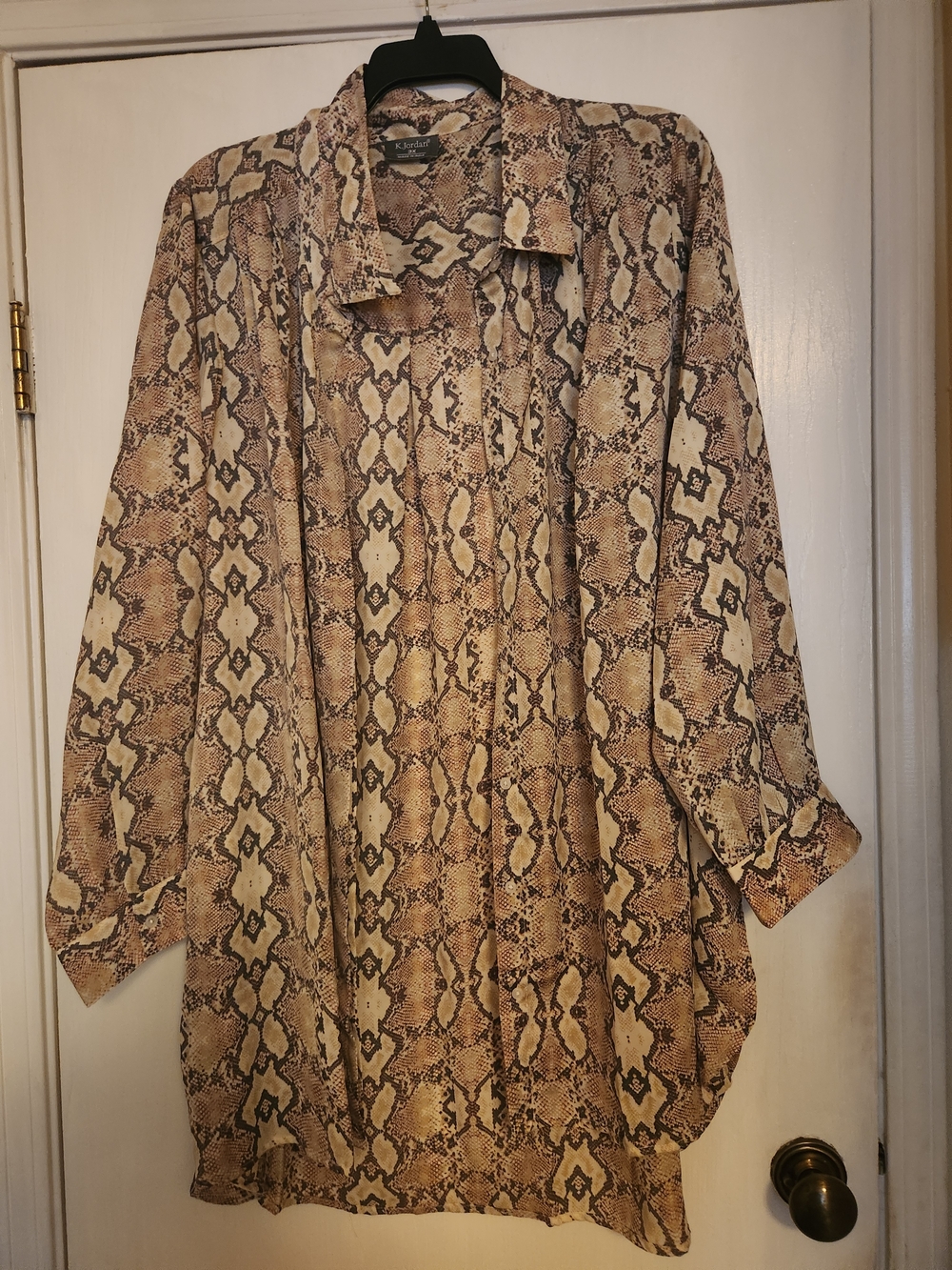 K Jordan Beige Brown Snake Print Blouse